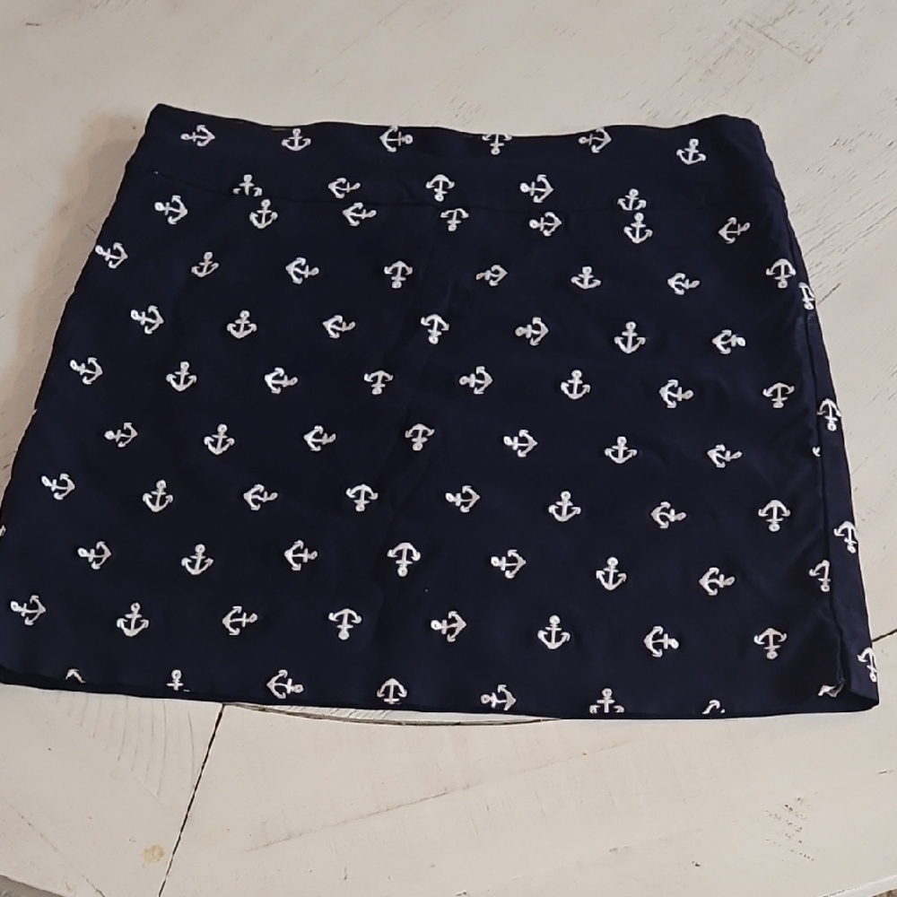 Charter Club Dark Blue Skort with Anchor Pattern  15x16 Stretches 18 Across